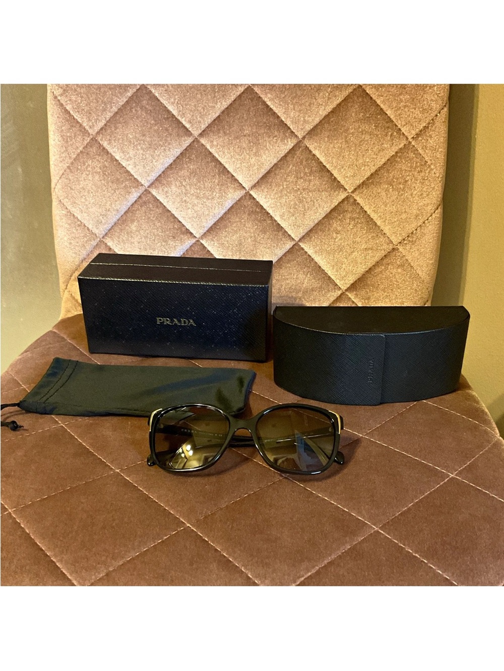 Prada Black Frame Sunglasses with Brown Gradient Lenses